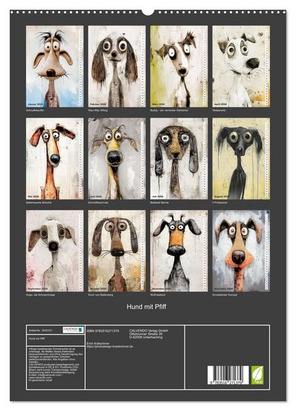 Produktbild: Hund mit Pfiff (hochwertiger Premium Wandkalender 2026 DIN A2 hoch), Kunstdruck in Hochglanz