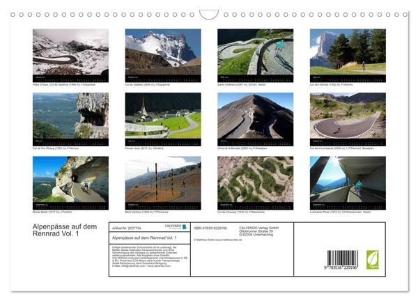 Produktbild: Alpenp&auml;sse auf dem Rennrad Vol. 1 (Wandkalender 2026 DIN A3 quer), CALVENDO Monatskalender