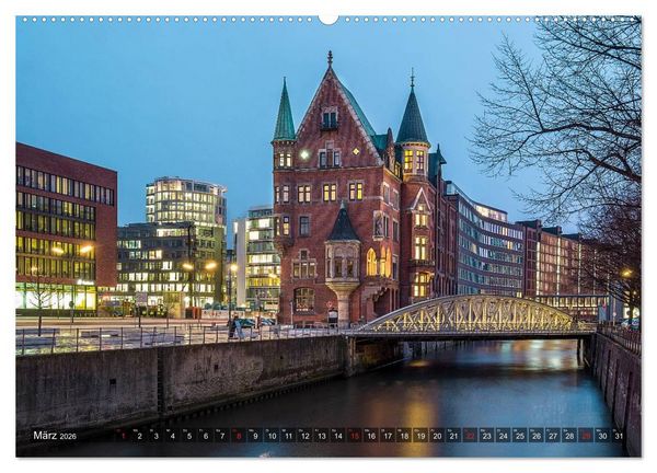 Produktbild: Die Speicherstadt (hochwertiger Premium Wandkalender 2026 DIN A2 quer), Kunstdruck in Hochglanz