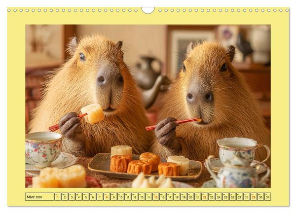Produktbild: Capybaras on Tour. Wasserschweine als Weltenbummler (Wandkalender 2026 DIN A3 quer), CALVENDO Monatskalender