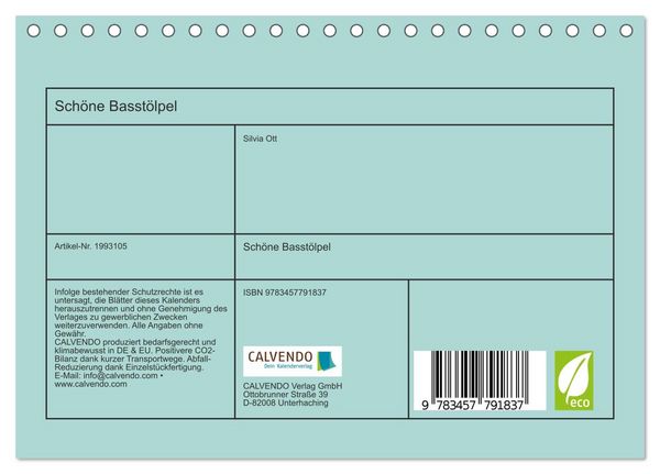 Produktbild: Sch&ouml;ne Basst&ouml;lpel (Tischkalender 2026 DIN A5 quer), CALVENDO Monatskalender