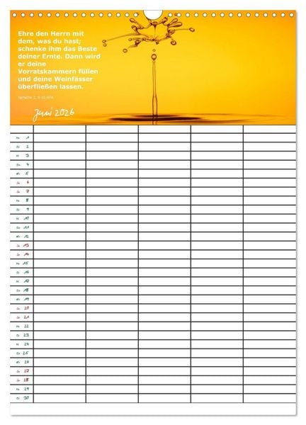 Produktbild: ein Planer mit biblischer Weisheit aus den Spr&uuml;chen Salomos (Wandkalender 2026 DIN A3 hoch), CALVENDO Monatskalender