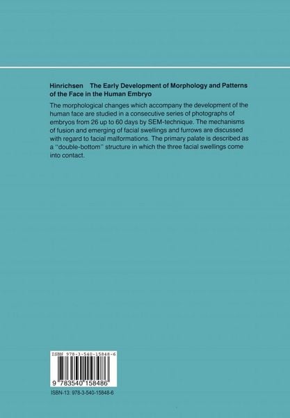 Produktbild: The Early Development of Morphology and Patterns of the Face in the Human Embryo