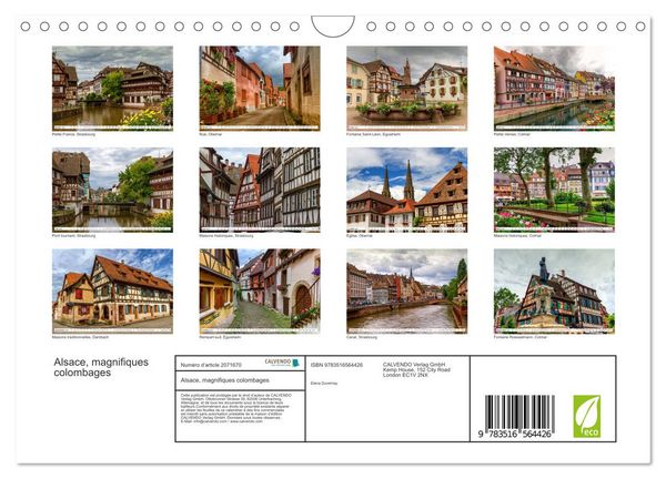 Produktbild: Alsace, magnifiques colombages (Calendrier mural 2026 DIN A4 vertical), CALVENDO calendrier mensuel
