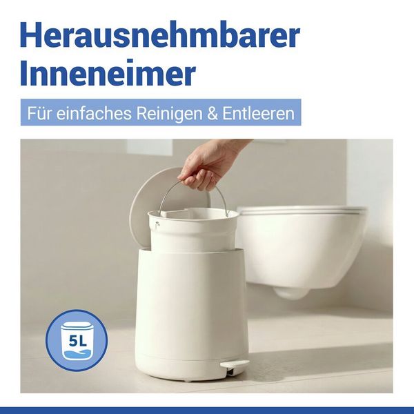 Produktbild: Kosmetik Treteimer Mod. Fablo Creme, mit Soft-Touch-Beschichtung, 5 L