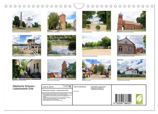 Produktbild: M&auml;rkische Schweiz - Liebenswerte Orte (Wandkalender 2027 DIN A4 quer), CALVENDO Monatskalender