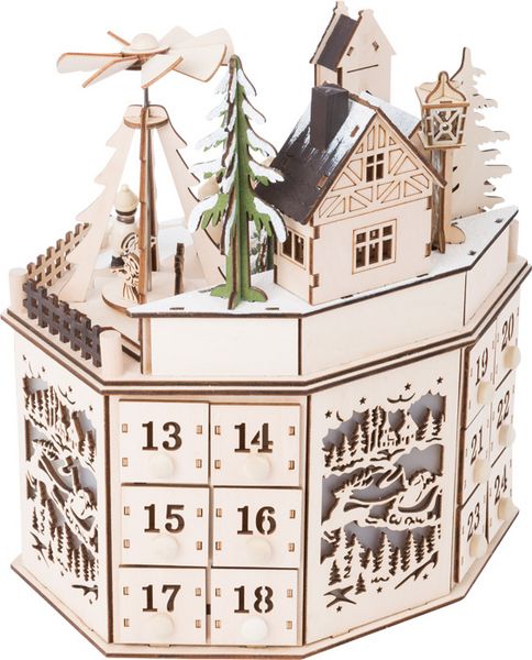 Produktbild: Small foot 10997 - Adventskalender Pyramide mit Beleuchtung, Holz, H&ouml;he 27cm