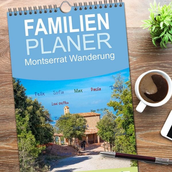 Produktbild: Familienplaner 2026 - Montserrat Wanderung mit 5 Spalten (Wandkalender, 21 x 45 cm) CALVENDO