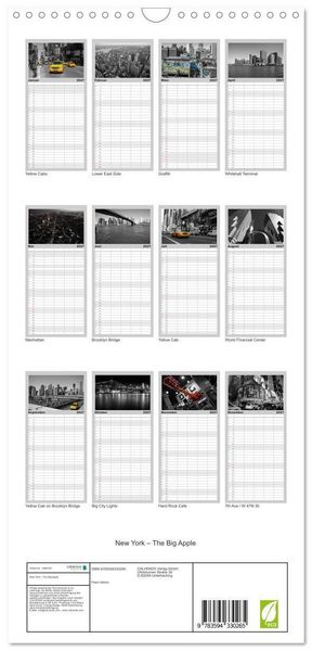 Produktbild: Familienplaner 2027 - New York &ndash; The Big Apple mit 5 Spalten (Wandkalender, 21 x 45 cm) CALVENDO