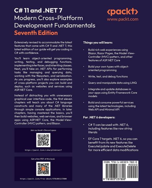 Produktbild: C# 11 and .NET 7 - Modern Cross-Platform Development Fundamentals - Seventh Edition