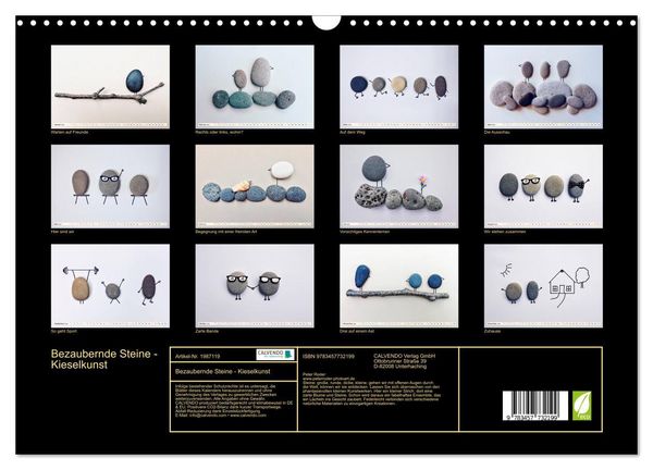 Produktbild: Bezaubernde Steine - Kieselkunst (Wandkalender 2026 DIN A3 quer), CALVENDO Monatskalender