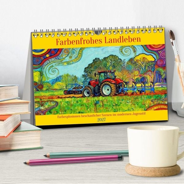 Produktbild: Farbenfrohes Landleben (Tischkalender 2027 DIN A5 quer), CALVENDO Monatskalender