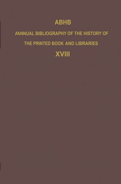 Produktbild: ABHB Annual Bibliography of the History of the Printed Book and Libraries