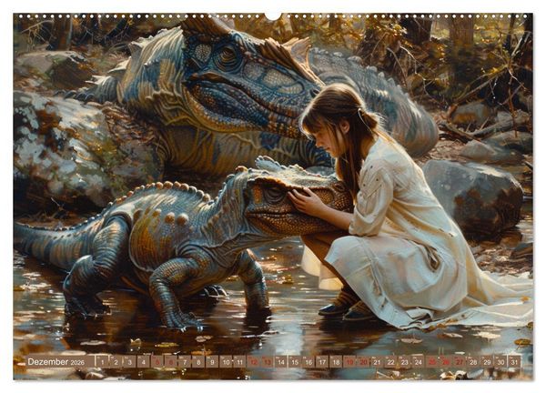 Produktbild: Meine Freunde sind Dinosaurier (hochwertiger Premium Wandkalender 2026 DIN A2 quer), Kunstdruck in Hochglanz