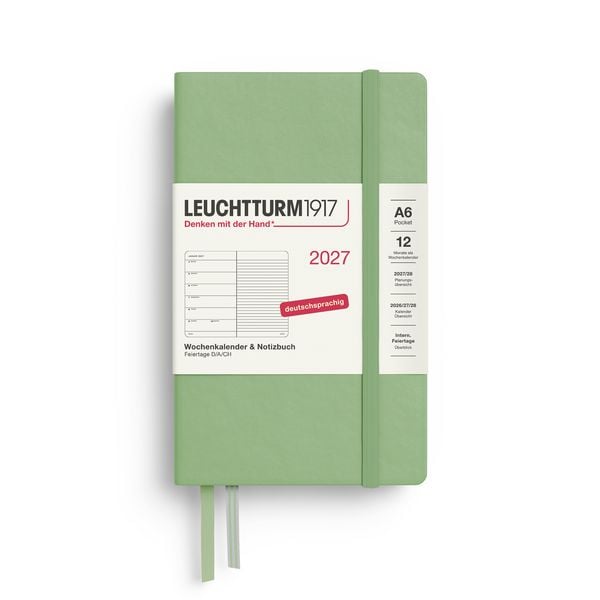 Produktbild: Wochenkalender & Notizbuch Pocket (A6) 2027, Salbei, Deutsch