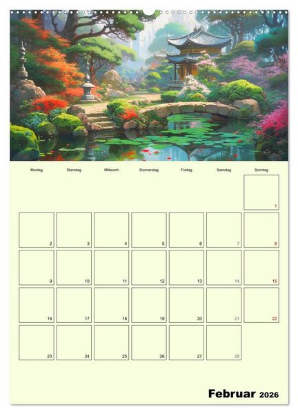 Produktbild: Im japanischen Garten. Zauberhafte Illustrationen (Wandkalender 2026 DIN A2 hoch), CALVENDO Monatskalender