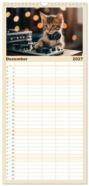 Produktbild: Familienplaner 2027 - Miau-sikalische Momente mit 5 Spalten (Wandkalender, 21 x 45 cm) CALVENDO