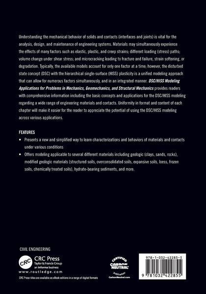 Produktbild: DSC/HISS Modeling Applications for Problems in Mechanics, Geomechanics, and Structural Mechanics
