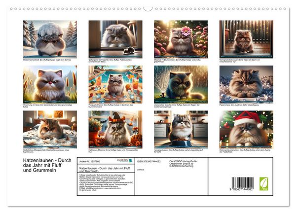 Produktbild: Katzenlaunen - Durch das Jahr mit Fluff und Grummeln (hochwertiger Premium Wandkalender 2026 DIN A2 quer), Kunstdruck in Hochglanz