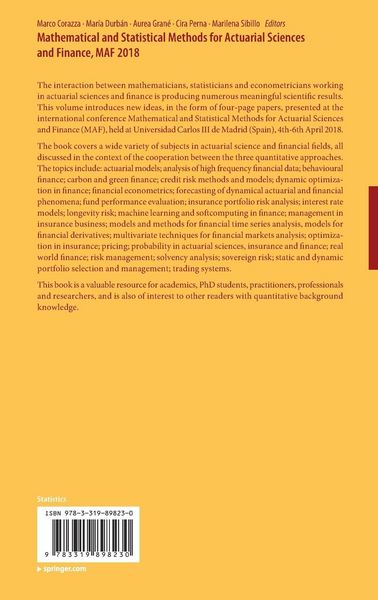 Produktbild: Mathematical and Statistical Methods for Actuarial Sciences and Finance