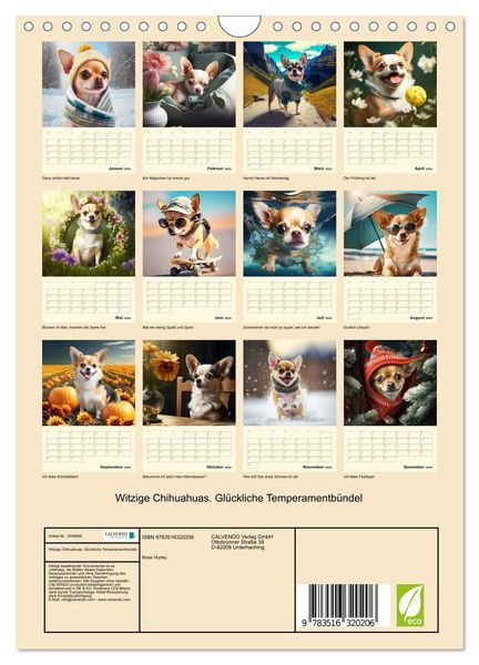 Produktbild: Witzige Chihuahuas. Gl&uuml;ckliche Temperamentb&uuml;ndel (Wandkalender 2026 DIN A4 hoch), CALVENDO Monatskalender