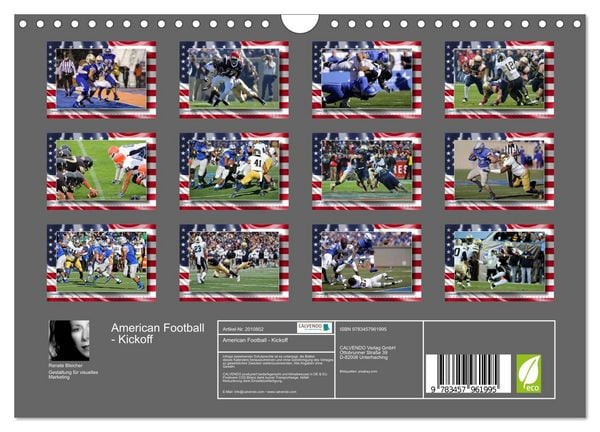 Produktbild: American Football - Kickoff (Wandkalender 2026 DIN A4 quer), CALVENDO Monatskalender