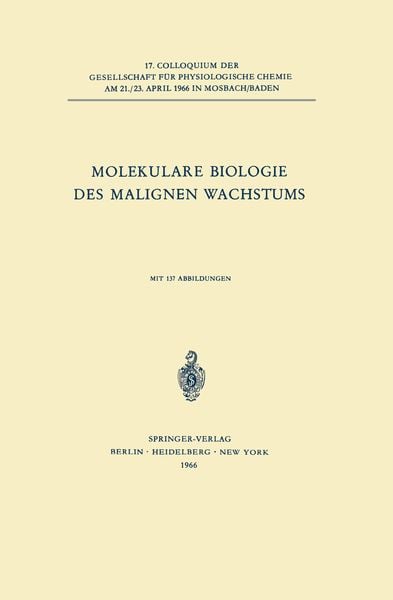 Produktbild: Molekulare Biologie des Malignen Wachstums