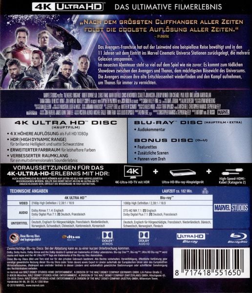 Produktbild: Marvel's The Avengers - Endgame (4K Ultra HD) (+ Blu-ray 2D + Bonus-Disc)