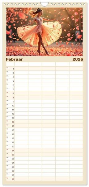 Produktbild: Familienplaner 2026 - Fl&uuml;gel aus Licht - Ballett in der Poesie der Natur mit 5 Spalten (Wandkalender, 21 x 45 cm) CALVENDO