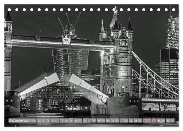 Produktbild: London in Schwarz-Wei&szlig; (Tischkalender 2026 DIN A5 quer), CALVENDO Monatskalender