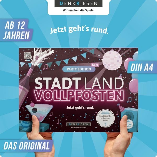 Denkriesen - Stadt Land Vollpfosten® - Party Edition - "jetzt Geht's Rund."