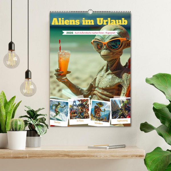 Produktbild: Aliens im Urlaub (Wandkalender 2026 DIN A2 hoch), CALVENDO Monatskalender