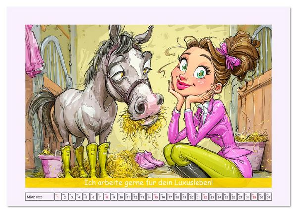 Produktbild: Frauen und Pferde. Lustige Cartoons und witzige Spr&uuml;che (Wandkalender 2026 DIN A2 quer), CALVENDO Monatskalender