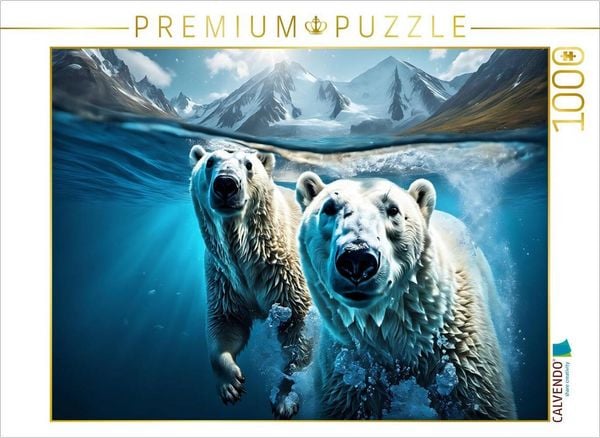 Produktbild: CALVENDO Puzzle Polarb&auml;ren auf der Jagd unter Wasser | 1000 Teile Lege-Gr&ouml;&szlig;e 64x48cm Foto-Puzzle f&uuml;r gl&uuml;ckliche Stunden