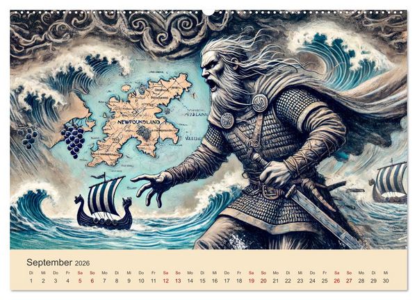 Produktbild: Die Wikingerzeit - Helden, K&ouml;nige und Entdeckungen (Wandkalender 2026 DIN A2 quer), CALVENDO Monatskalender