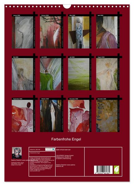 Produktbild: Farbenfrohe Engel (Wandkalender 2026 DIN A3 hoch), CALVENDO Monatskalender