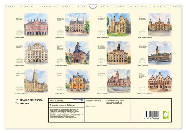 Produktbild: Prunkvolle deutsche Rath&auml;user (Wandkalender 2026 DIN A3 quer), CALVENDO Monatskalender