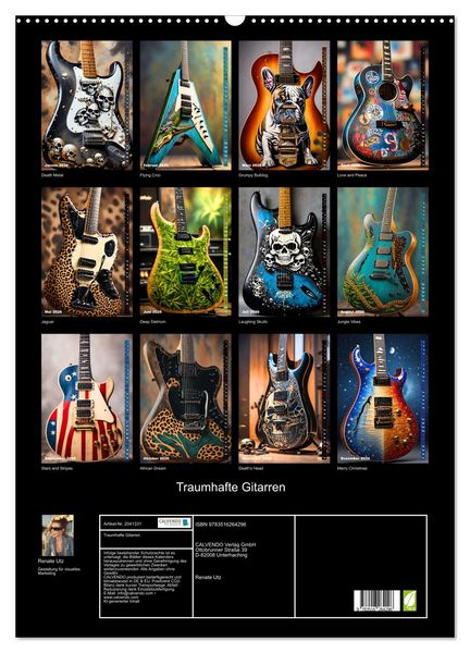 Produktbild: Traumhafte Gitarren (Wandkalender 2026 DIN A2 hoch), CALVENDO Monatskalender