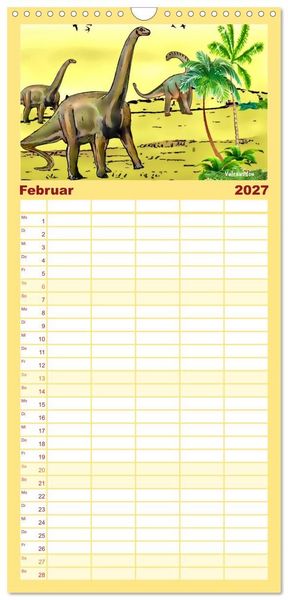 Produktbild: Familienplaner 2027 - Die Welt der Dinos mit 5 Spalten (Wandkalender, 21 x 45 cm) CALVENDO