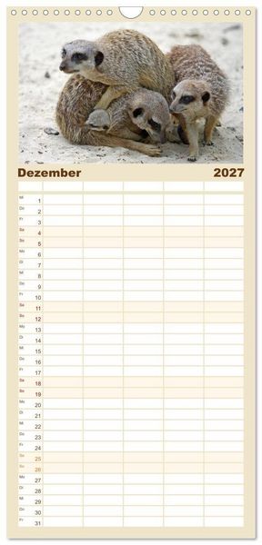 Produktbild: Familienplaner 2027 - Erdm&auml;nnchen mit 5 Spalten (Wandkalender, 21 x 45 cm) CALVENDO