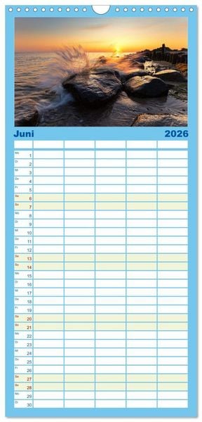 Produktbild: Familienplaner 2026 - Sonne und Meer - Meer geht immer mit 5 Spalten (Wandkalender, 21 x 45 cm) CALVENDO