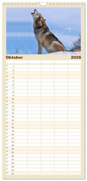 Produktbild: Familienplaner 2026 - W&ouml;lfe - sie sind wieder da mit 5 Spalten (Wandkalender, 21 x 45 cm) CALVENDO