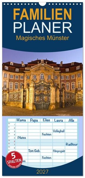 Produktbild: Familienplaner 2027 - Magisches M&uuml;nster mit 5 Spalten (Wandkalender, 21 x 45 cm) CALVENDO