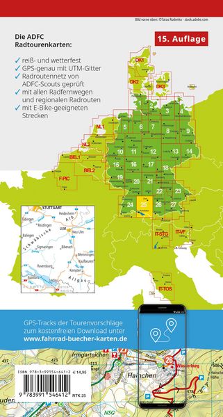 Produktbild: BVA ADFC Radtourenkarte Bodensee Schw&auml;bische Alb 1:150.000
