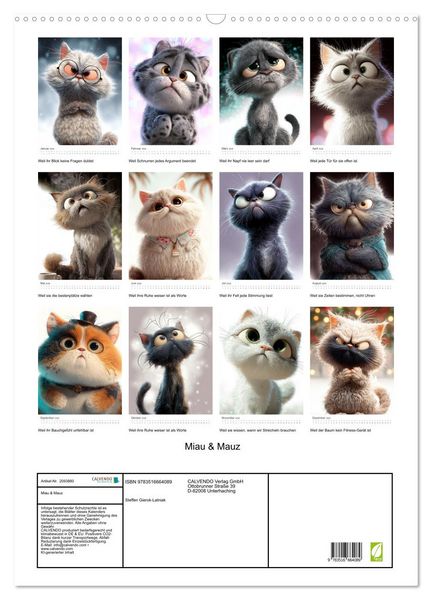 Produktbild: Miau & Mauz (Wandkalender 2026 DIN A2 hoch), CALVENDO Monatskalender