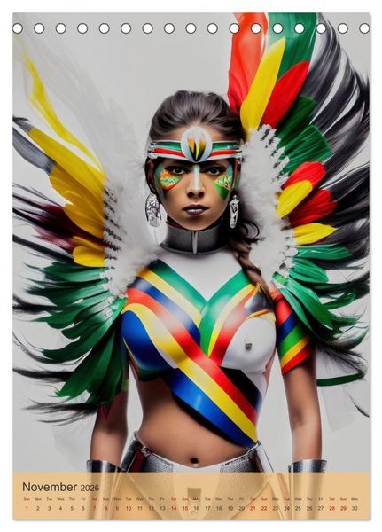 Produktbild: American beauties in a feather style (Desk Calendar 2026 DIN A5 portrait), CALVENDO 12 Month DeskCalendar