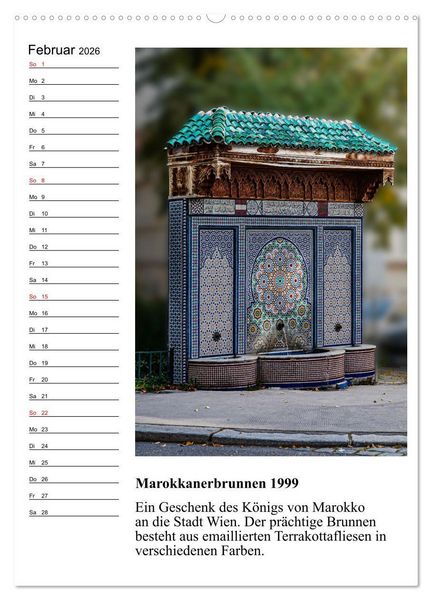Produktbild: Brunnenkunst in Wien (hochwertiger Premium Wandkalender 2026 DIN A2 hoch), Kunstdruck in Hochglanz