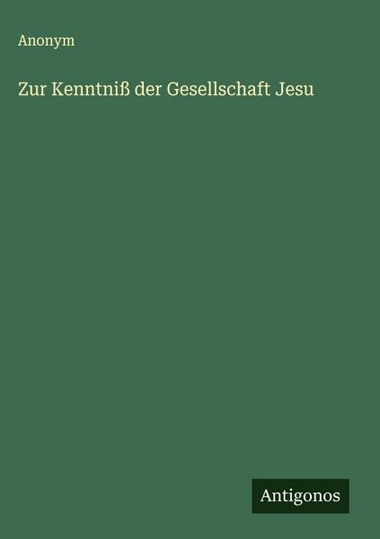 Produktbild: Zur Kenntni&szlig; der Gesellschaft Jesu