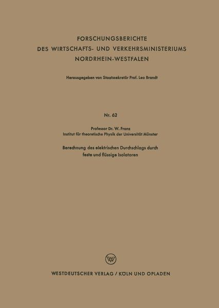 Produktbild: Berechnung des elektrischen Durchschlags durch feste und fl&uuml;ssige Isolatoren
