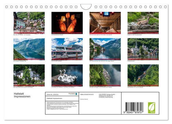 Produktbild: Hallstatt Impressionen (Wandkalender 2026 DIN A4 quer), CALVENDO Monatskalender
